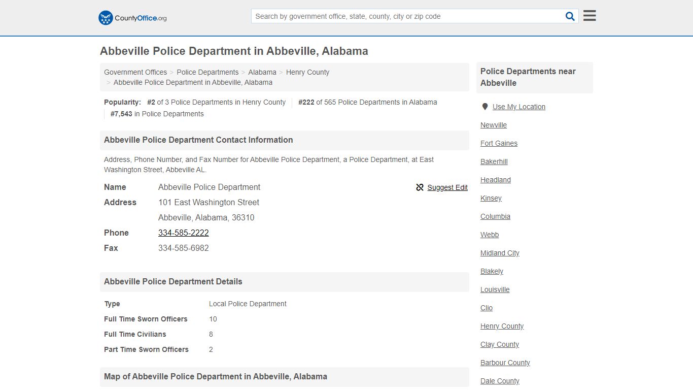 Abbeville Police Department in Abbeville, Alabama - County Office